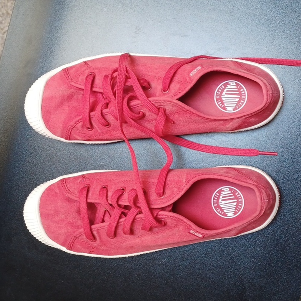 Red Palladium sneakers.